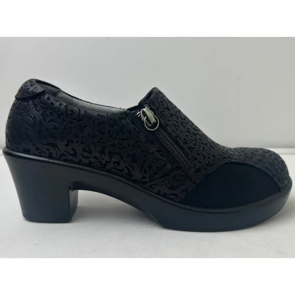 Alegria Hayden Black Floral Embossed Leather Shoes Women's Sz 36